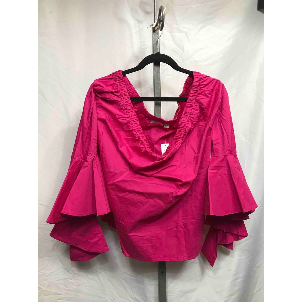 NEW YORK & COMPANY Pink Off Shoulder Ruffle Sleeve Top Blouse XL - Picture 1 of 4